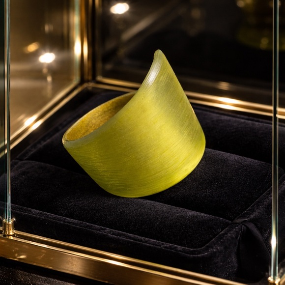 Alexis Bittar Yellow Lucite Cuff Bracelet 
Hand Carved - Picture 3 of 10